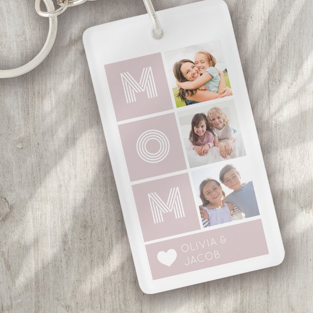 Mum Blush Pink Heart Photos Key Ring (Creator Uploaded)