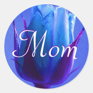 Mum Bright Blue Rose Sticker