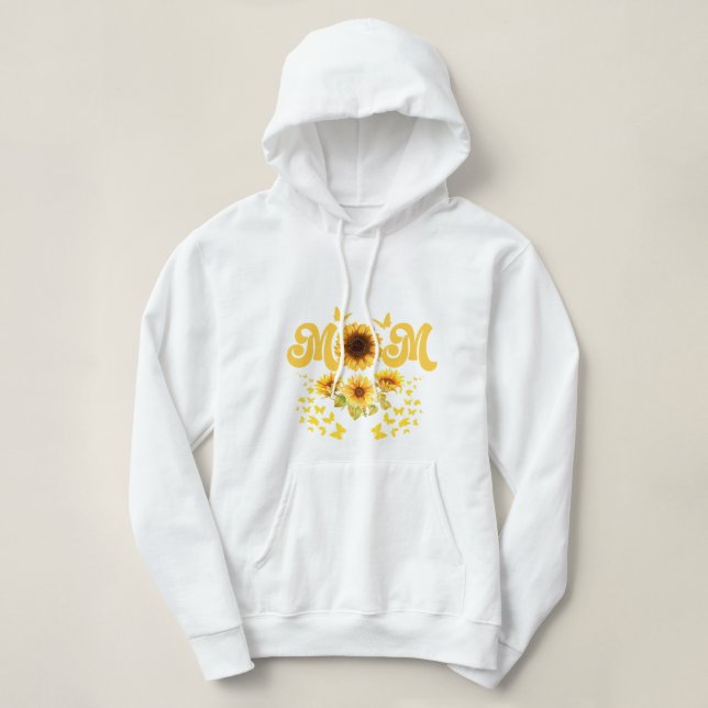 Mum Bright Fun Sunflowers with Butterflies Hoodie (Design Front)