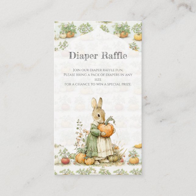 Mum Bunny and pumpkin Baby Shower Guessing Game Enclosure Card (Front)