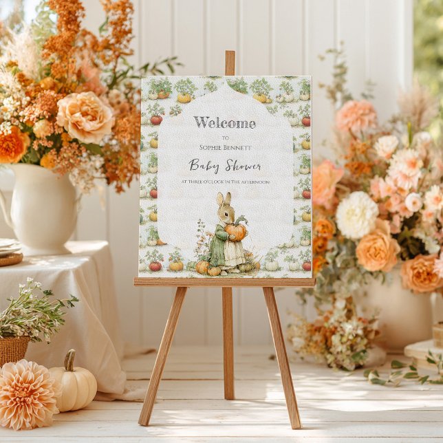 Mum Bunny and pumpkin Baby Shower Welcome Poster (Creator Uploaded)