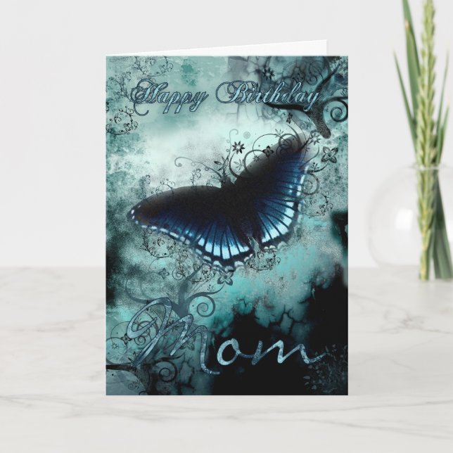 Mum Butterfly Birthday Card - Blue Butterfly Birth (Front)