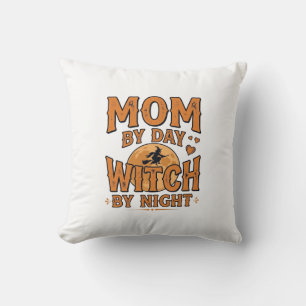 Mum By Day Witch By Night Halloween Shirt Design_1 Cushion