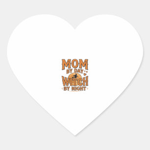 Mum By Day Witch By Night Halloween Shirt Design_1 Heart Sticker