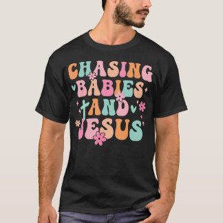 Mum Chasing Babies And Jesus Religious Christian T-Shirt