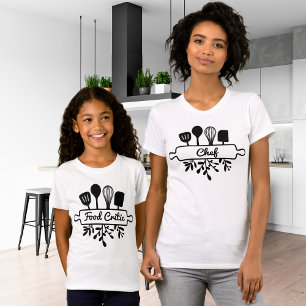 Mum Chef Black Kitchen Utensil Culinary Design T-Shirt