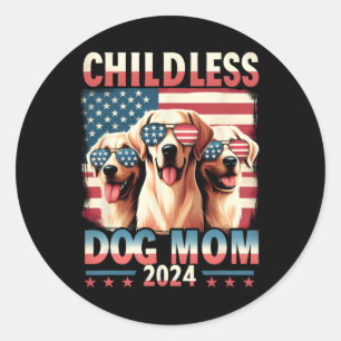 Mum Childless Dog Mum 2024 Kamala Harris Dog Lover Classic Round Sticker