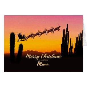 Mum Christmas Santa Over Desert