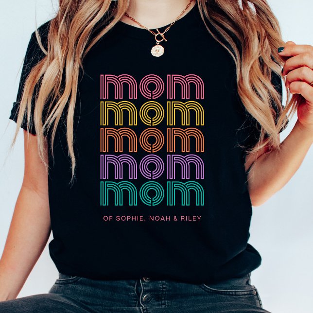 Mum | Colourful Bright Disco Style Text T-Shirt (A disco style design for mom)