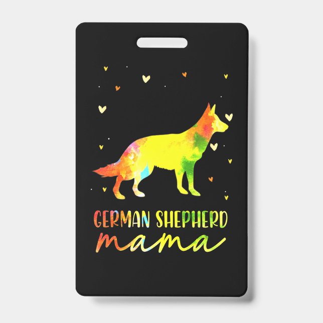 Mum Colourful German Shepherd ID Badge (Front)