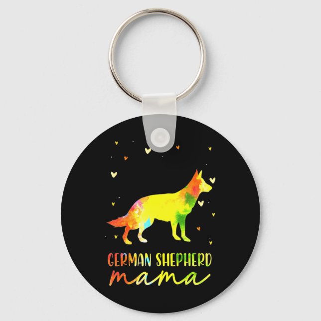 Mum Colourful German Shepherd Key Ring (Front)