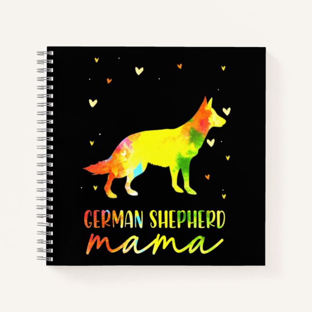 Mum Colourful German Shepherd Notebook (Front)