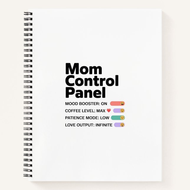 Mum Control Panel Notebook | Funny Mum Life Journa (Front)