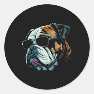Mum Cool Dog Sunglasses - English Bulldog  Classic Round Sticker