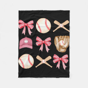 Mum Coquette Mothers Day Women Girls Baseball Mama Fleece Blanket