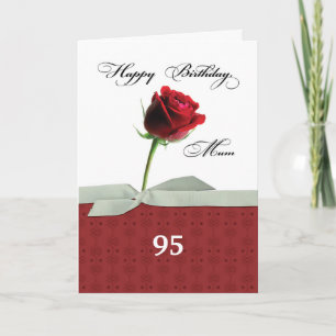 Mum Customisable Age 95th Birthday Red Rose Card