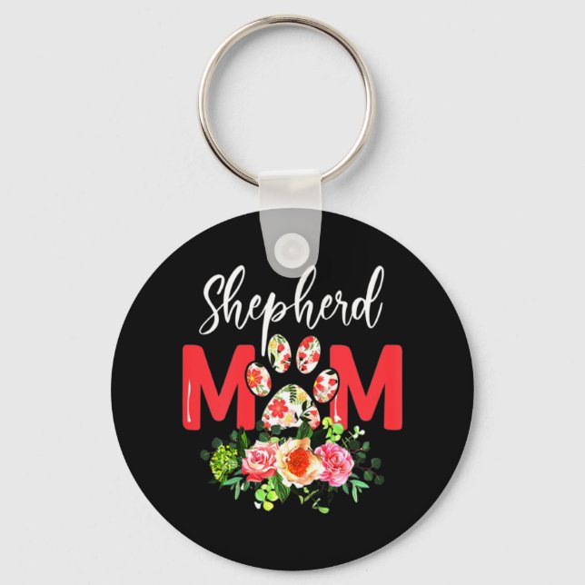 Mum Cute German Shepherd Key Ring (Front)