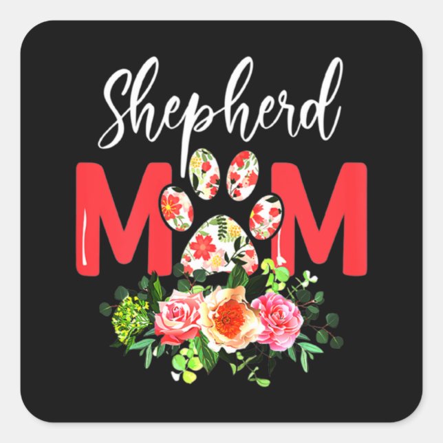 Mum Cute German Shepherd Square Sticker (Front)