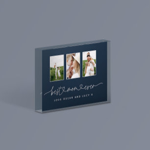 Mum cute modern script multi photo gift block