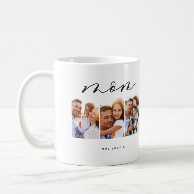 mum cute modern script multi photo gift coffee mug (Left)