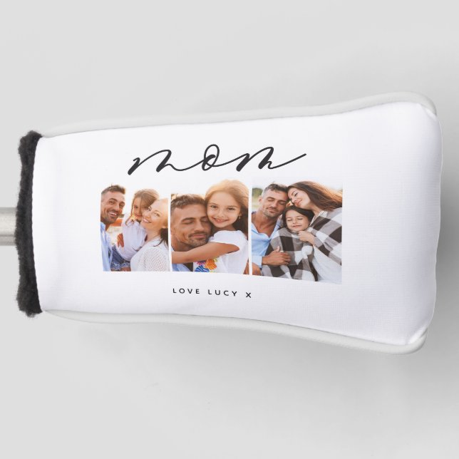 mum cute modern script multi photo gift golf head cover (Front)
