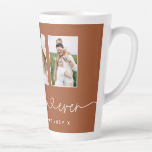 Mum cute modern script multi photo gift latte mug