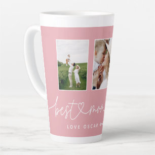 Mum cute modern script multi photo gift latte mug