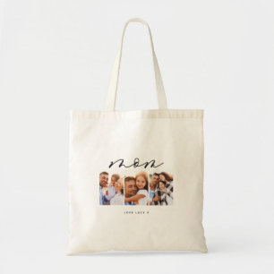mum cute modern script multi photo gift tote bag