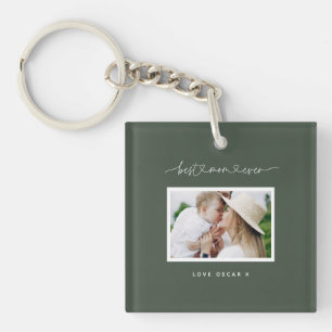 Mum cute modern script photo gift  key ring