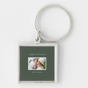 Mum cute modern script photo gift  large clock key ring