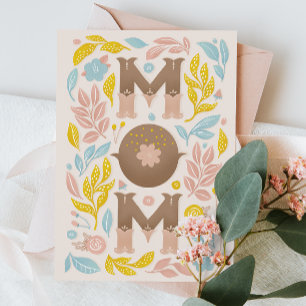 Mum. Cute vintage floral lettering mothers day Holiday Card