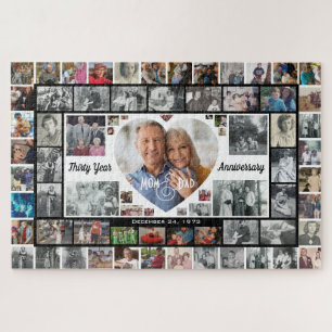 Mum & Dad 30th Anniversary Family Photo Collage Jigsaw Puzzle