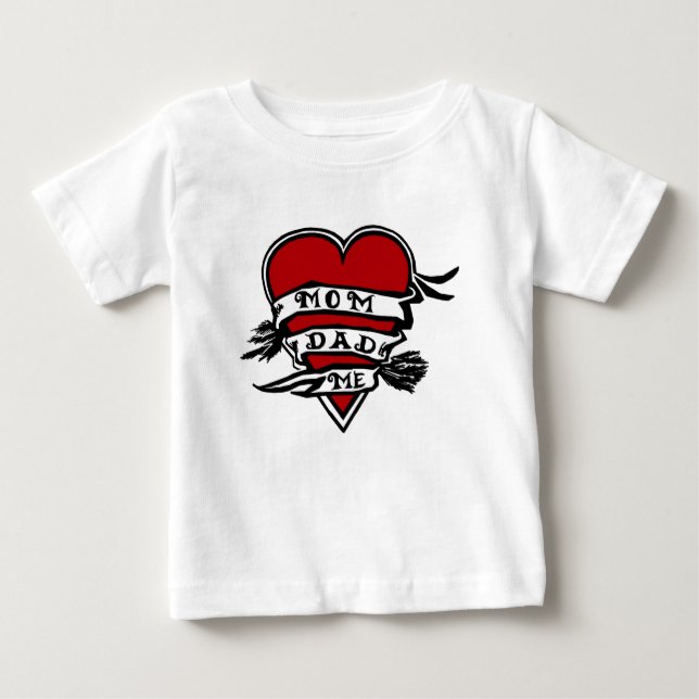 Mum, Dad, And Me, Heart Baby T-Shirt (Front)