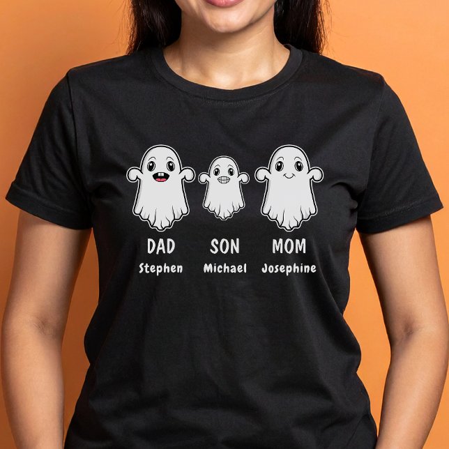 Mum Dad And Son 3 Person Ghost Family Halloween T-Shirt (Disclaimer: This image is a digital mockup.)