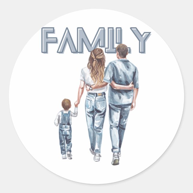 Mum, Dad And Son Sticker (Front)