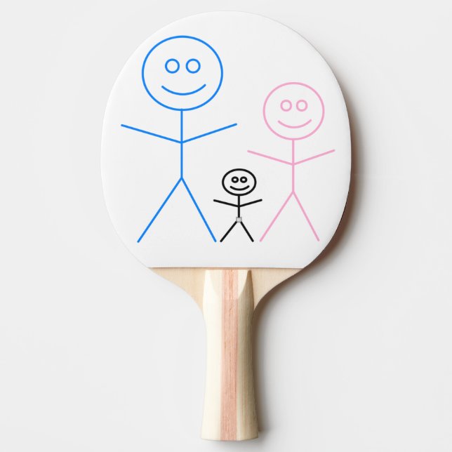 Mum Dad & Baby in diaper stick people drawing Ping Pong Paddle (Front)
