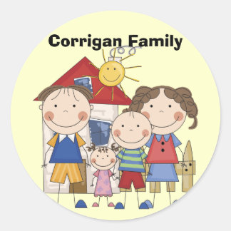 Mum, Dad, Big Boy, Small Girl Family Classic Round Sticker