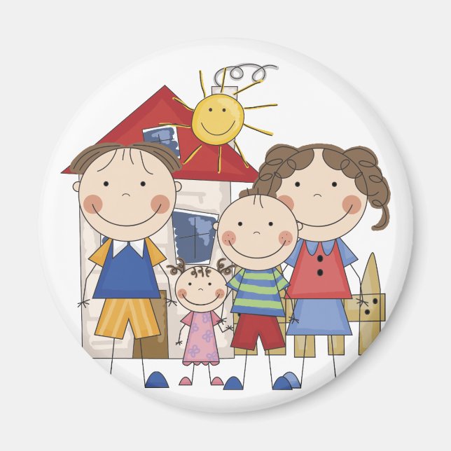 Mum, Dad, Big Boy, Small Girl Family Magnet (Front)