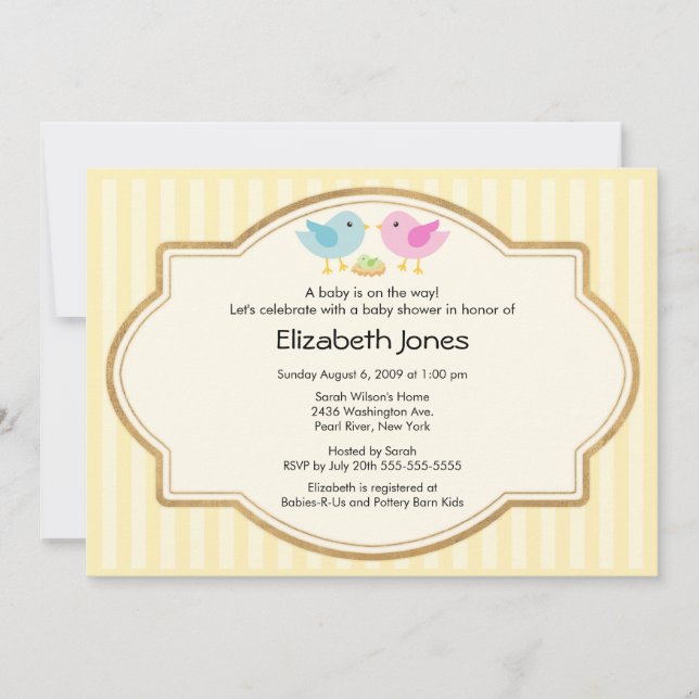 Mum & Dad Bird & Baby Bird Baby Shower Invitation (Front)
