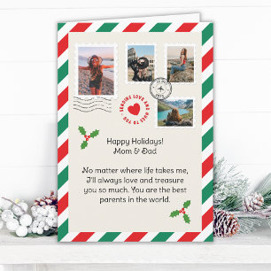 Mum Dad Christmas Letter Photo Collage Folded Card