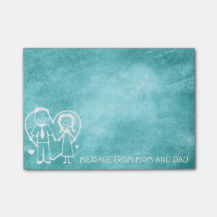 Mum Dad Family Massage Chalkboard Mint Blue Post-it Notes