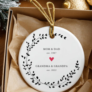 Mum Dad   Grandma Grandpa Year Est.  Ceramic Ornament