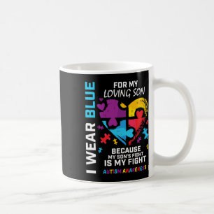 Mum Dad Heart Puzzle I Wear Blue For My Son Autism Coffee Mug