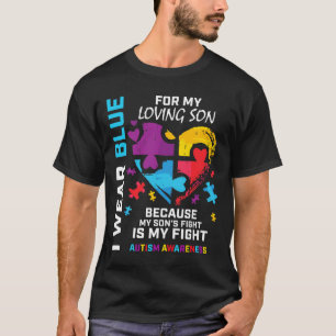 Mum Dad Heart Puzzle I Wear Blue For My Son Autism T-Shirt