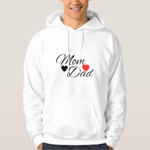 Mum & Dad Hearts - Elegant Typography Family Love Hoodie