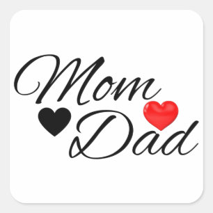 Mum & Dad Hearts - Elegant Typography Family Love Square Sticker