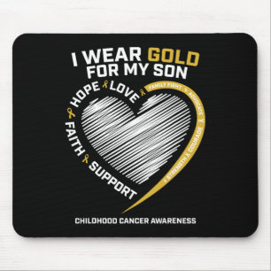 Mum Dad I Wear Gold For My Son Childhood Cancer Aw Mouse Pad
