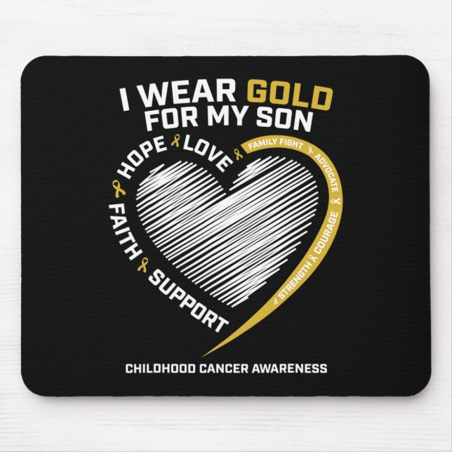 Mum Dad I Wear Gold For My Son Childhood Cancer Aw Mouse Pad (Front)