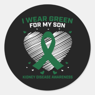 Mum Dad I Wear Green For My Son Kidney Disease Awa Classic Round Sticker