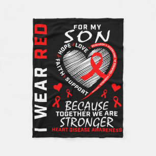 Mum Dad I Wear Red For My Son Heart Disease Awaren Fleece Blanket